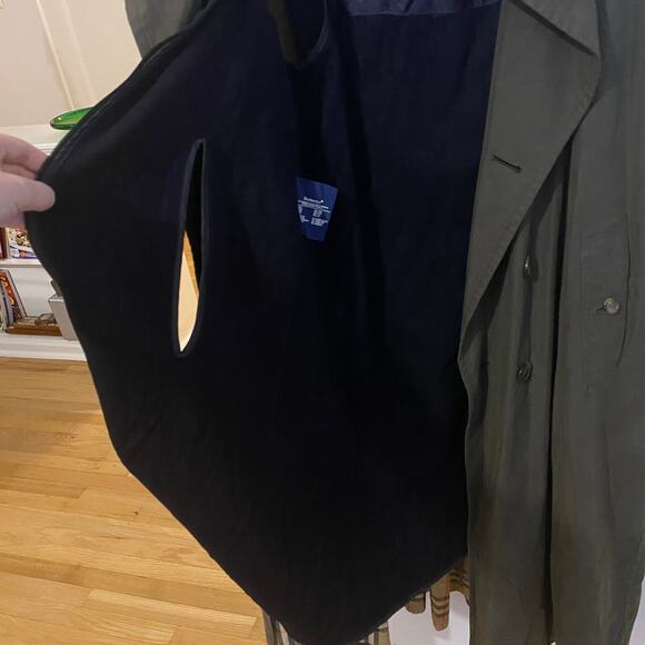 Burberry Dark Green Classic Trench Coat Vintage Jacket Wool Camel Liner sz 44L - Picture 6 of 15